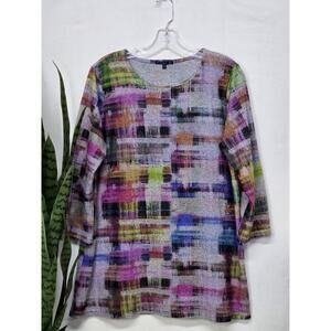 Lily London Colorful Abstract Brushstrokes Fleece Pullover Sweater - SZ. Large